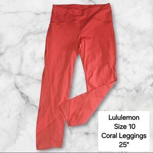 Lululemon Size 10 Coral Leggings 25"